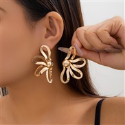 ( 4  Gold 3 54)occidental style Earring punk wind brief sector ear stud woman all-Purpose flowersearrings