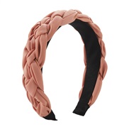 ( Pink)F pure color handmade weave twisted Headband  temperament width Cloth high Headband