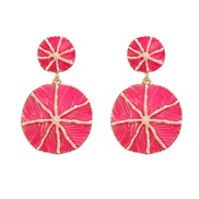 ( rose Red)enamel earrings occidental style Earring woman multilayer Round color Bohemian styleearrings