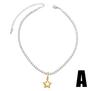 (A)occidental style fashion love necklace samll all-Purpose mosaic zircon gilded star clavicle chainnkq