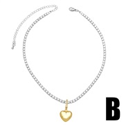(B)occidental style fashion love necklace samll all-Purpose mosaic zircon gilded star clavicle chainnkq