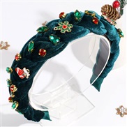 ( green)occidental style christmas Headband width twisted Rhinestone Headband christmas tree snowflake all-Purpose