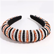 ( Black  orange) fashion Rhinestone Headband brief all-Purpose Stripe color beads Headband fashion