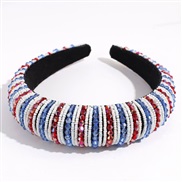 (blue  red) fashion Rhinestone Headband brief all-Purpose Stripe color beads Headband fashion