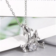 fashion sweetOL bronze dolphin embed Zirconium personality woman necklace