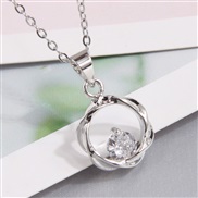 fashion sweetOL bronze concise circle embed Zirconium personality woman necklace