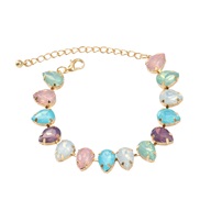 (Ligh color )occidental style bracelet fully-jewelled colorful diamond woman multilayer drop glass diamondbracelet