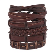 (6)occidental style brief handmade weave color leather bracelet retro man