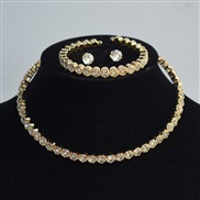 (XL 2 31  Gold Suit )bride row gold silver Collar bangle ear stud two Rhinestone claw chain necklace set