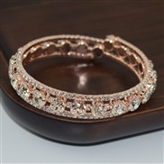 ( Rose Gold)occidental style bride all-Purpose Rhinestone fully-jewelled twining opening bangle crystal bracelet woman