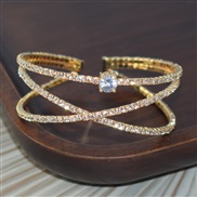 ( Gold)bride luxurious Rhinestone zircon opening bangle woman temperament bracelet