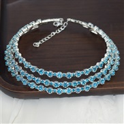 (3  Silver  Lake Blue ) fashion Rhinestone Collar multilayer crystal necklace necklace multicolor steel wire circle bri