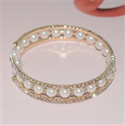 ( Gold)occidental style personality trend multilayer surround opening Rhinestone Pearl bangle all-Purpose ethnic stylei