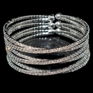 (6  Silver)occidental style crystal bangle Rhinestone opening bangle woman brief bracelet