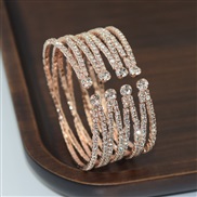(8  Rose Gold)occidental style crystal bangle Rhinestone opening bangle woman brief bracelet