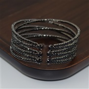 (6  Black )occidental style crystal bangle Rhinestone opening bangle woman brief bracelet