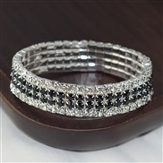 (SL 1136  black)fashion brilliant diamond crystal fully-jewelled bracelet four row Rhinestone elasticity multilayer row