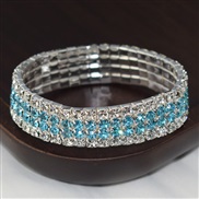 (SL 1136  Lake Blue )fashion brilliant diamond crystal fully-jewelled bracelet four row Rhinestone elasticity multilaye