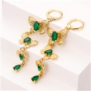 (Color 2)women bronze embed zircon long style butterfly earring high color retention bronze gold plated personality tem