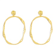 ( Gold)E occidental style Oval earrings  brief exaggerating wind geometry circle