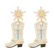 ( light blue )E occidental style exaggerating fashion creative long earrings  retro enamel diamond temperament snowflak