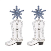 ( white)E occidental style exaggerating fashion creative long earrings  retro enamel diamond temperament snowflake Earr