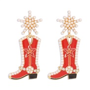 ( red)E occidental style exaggerating fashion creative long earrings  retro enamel diamond temperament snowflake Earring