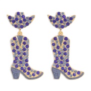 ( blue)E occidental style creative Cowboy wind earrings  enamel fashion embed colorful diamond earring