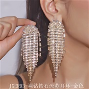 (JXER93zircon  Tassels  Gold)occidental style exaggerating zircon Rhinestone claw chain fully-jewelled ear stud super l