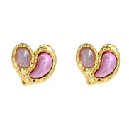 (purple)bronze earrings heart-shaped Earring woman fashion Korean style Peach heart ear stud silverearrings