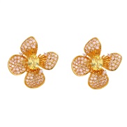 ( Gold)bronze earrings occidental style retro Earring woman fully-jewelled flowers flowers ear stud silver