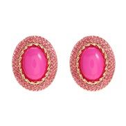 ( rose Red) occidental style earrings Round ear stud woman fashion brief geometry Earringearrings