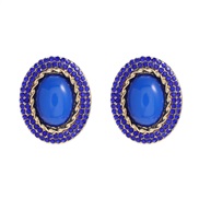 ( blue) occidental style earrings Round ear stud woman fashion brief geometry Earringearrings