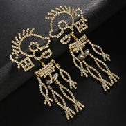 ( Gold) diamond skull earrings personality pendant Rhinestone earrings occidental style womanearrings