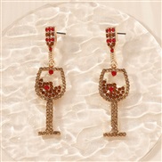 ( Brown)occidental style diamond multicolor temperament high all-Purpose fashion earrings ear stud Earring