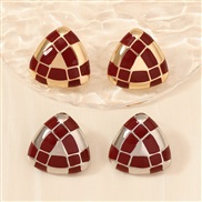 ( Goldred ) occidental style geometry triangle all-Purpose temperament fashion trend personality earrings ear stud Earr