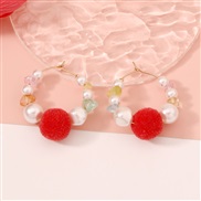 ( red) occidental style geometry Round samll wind temperament fashion trend personality earrings ear stud Earring