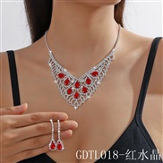 (GDTL 18 red  crystal ) occidental style exaggerating crystal necklace earrings two set fashion color necklace earrings
