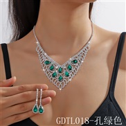 (GDTL 18  green  crystal) occidental style exaggerating crystal necklace earrings two set fashion color necklace earrin
