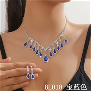 (BL 178  sapphire blue  crystal) occidental style  fully-jewelled color blue crystal Rhinestone necklace earrings set  