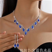 (BL 17  sapphire blue  crystal) occidental style  fully-jewelled crystal necklace earrings set  color more color two