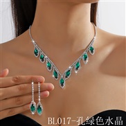 (BL 17  green crystal) occidental style  fully-jewelled crystal necklace earrings set  color more color two