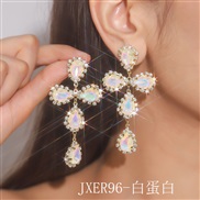 (JXER96  crystal)occidental style temperament color crystal earrings exaggerating fashion drop long style earrings supe