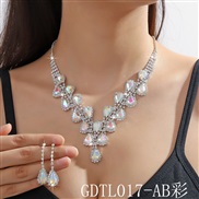 (GDTL 17 AB color) occidental style crystal necklace earrings two set fashion high-end color necklace earrings