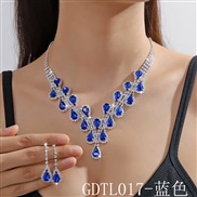 (GDTL 17  sapphire blue  crystal ) occidental style crystal necklace earrings two set fashion high-end color necklace e