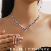 (JXTL21132 red necklaceSuit )  claw chain necklace earrings color Rhinestone set clavicle chain woman