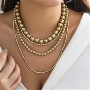 ( 1  Gold 6 63)occidental style  punk wind multilayer beads necklace  personality exaggerating beads clavicle