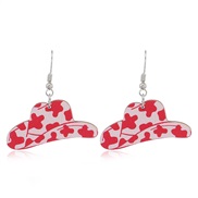 ((WEH3498) Pink White K)occidental style Cowboy personality fashion exaggerating occidental style fashion earrings