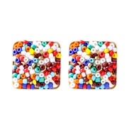 ( Color)earrings ethnic style Bohemian style elements geometry ear stud beads Earring