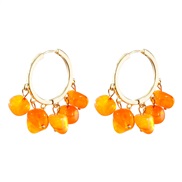 ( Orange)occidental style buckle ethnic style Bohemian style elements geometry ear stud Acrylic beads Earring